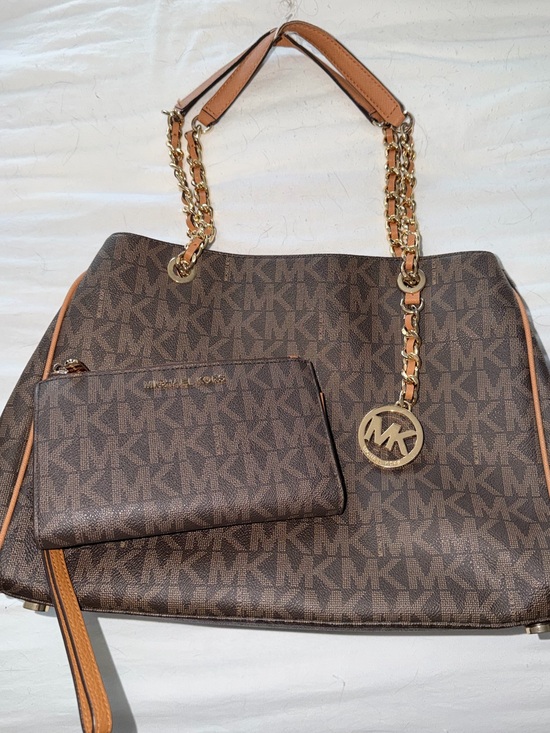 Other - Michael Kors Brown Signature Logo Tote Bag + Matching Wristlet
